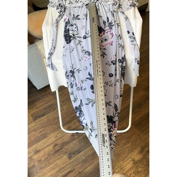 Jessica Simpson Maternity Women Maxi Dress M Lavender Floral Wrap 3/4 Sleeve - Picture 9 of 10